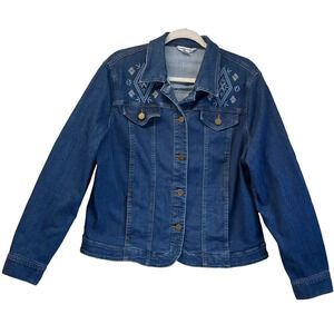 Allison Daley Womens Size 14 Blue Jean Jacket Medium Wash Stretch